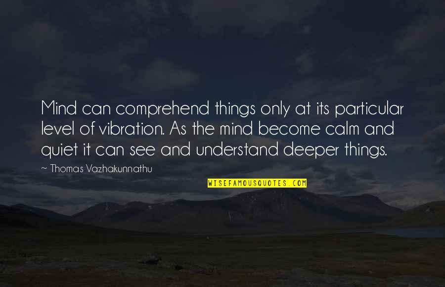 The Quiet Mind Quotes By Thomas Vazhakunnathu: Mind can comprehend things only at its particular