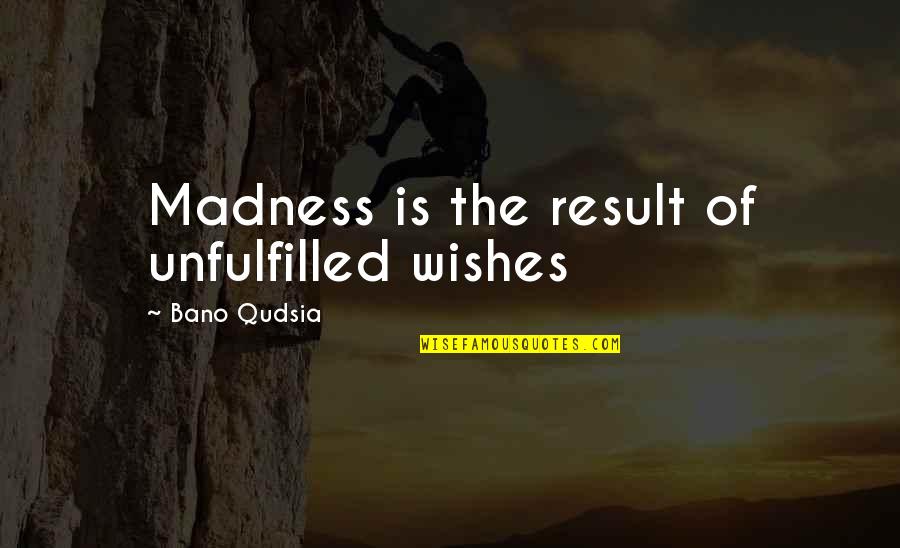 The Quiet Mind White Eagle Quotes By Bano Qudsia: Madness is the result of unfulfilled wishes