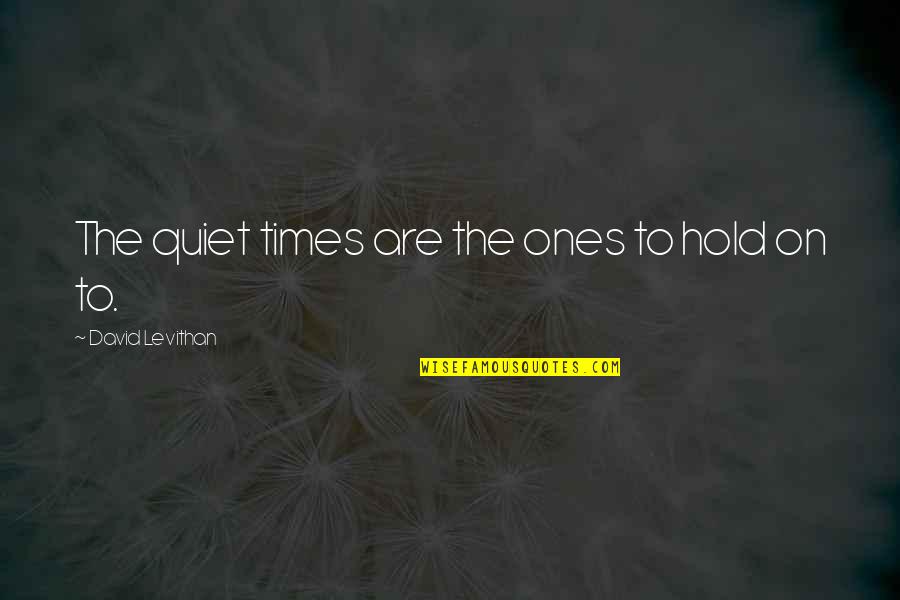 The Quiet Moments Quotes By David Levithan: The quiet times are the ones to hold