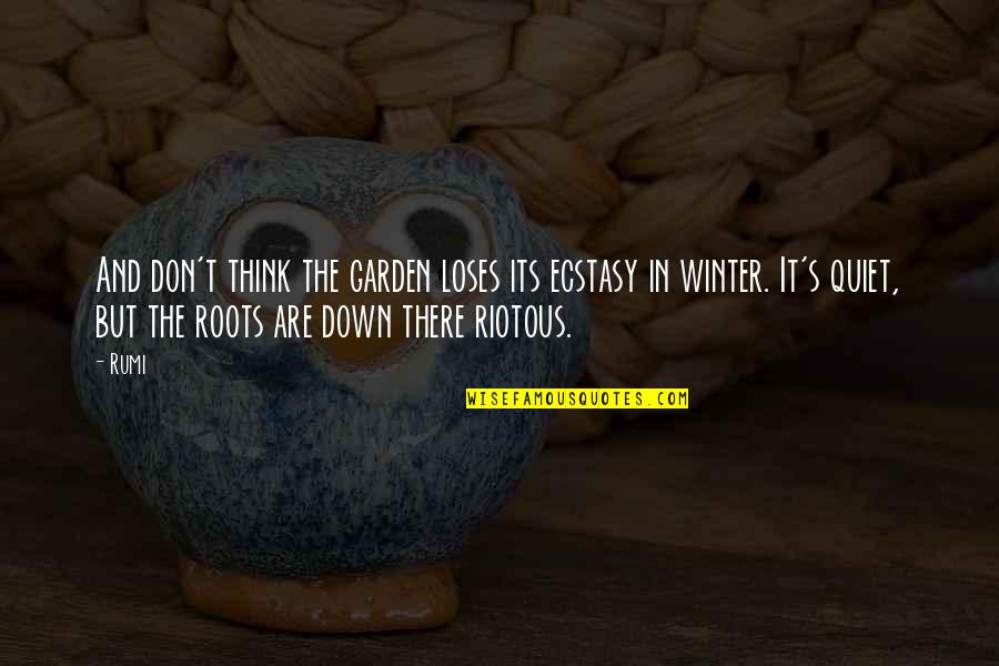 The Quiet Of Winter Quotes By Rumi: And don't think the garden loses its ecstasy