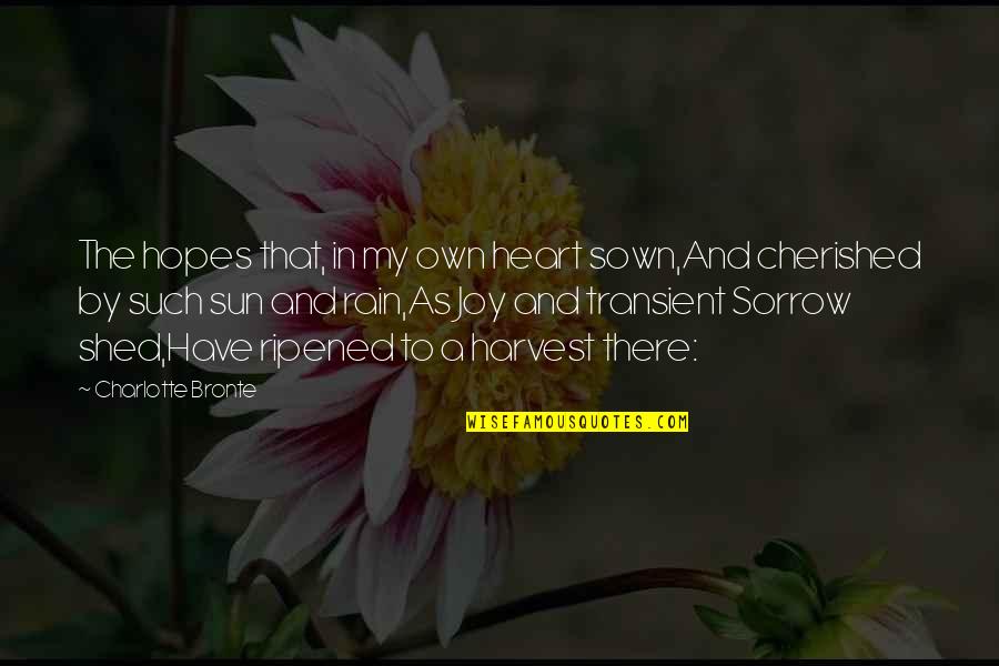 The Rain And Sun Quotes By Charlotte Bronte: The hopes that, in my own heart sown,And The Rain And Sun Quotes By Charlotte Bronte: The hopes that, in my own heart sown,And