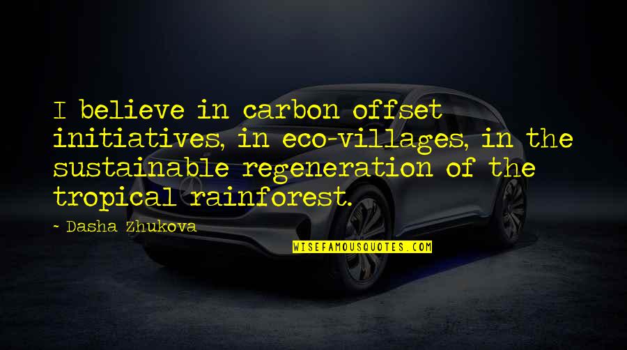 The Rainforest Quotes By Dasha Zhukova: I believe in carbon offset initiatives, in eco-villages,