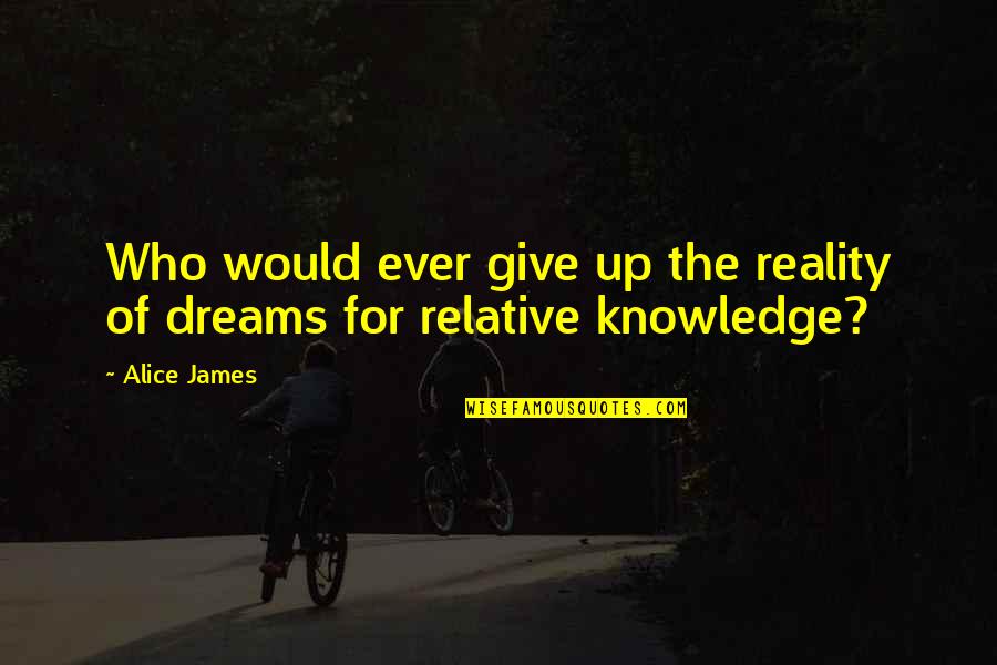 The Reality Of Dreams Quotes By Alice James: Who would ever give up the reality of