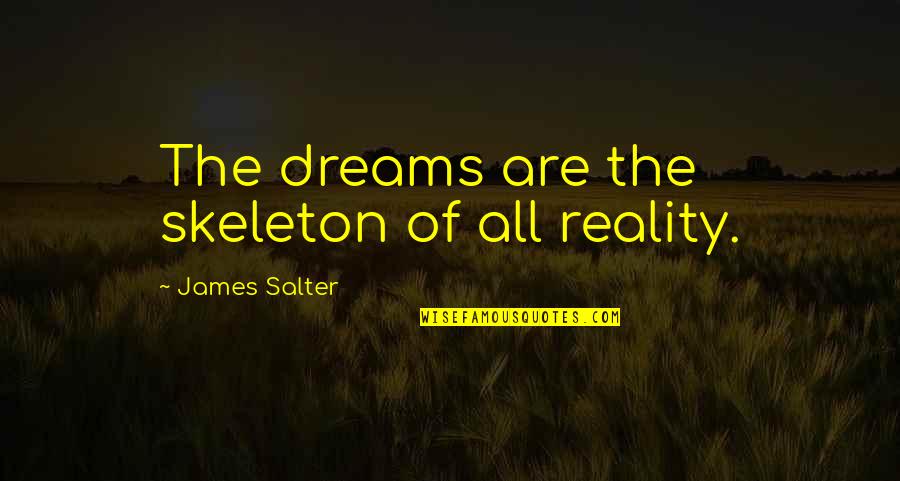 The Reality Of Dreams Quotes By James Salter: The dreams are the skeleton of all reality.