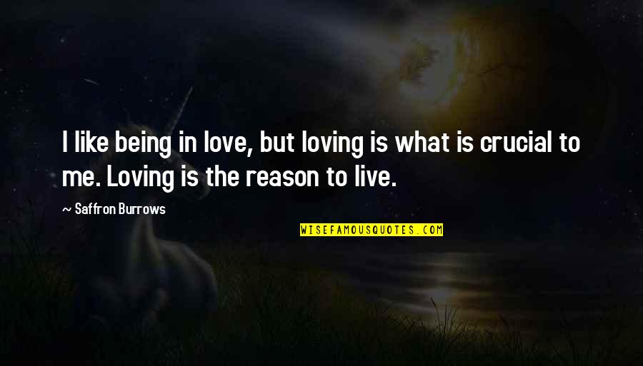 The Reason To Live Quotes By Saffron Burrows: I like being in love, but loving is