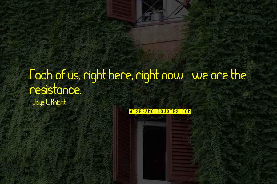The Resistance Quotes By Jaye L. Knight: Each of us, right here, right now - The Resistance Quotes By Jaye L. Knight: Each of us, right here, right now -