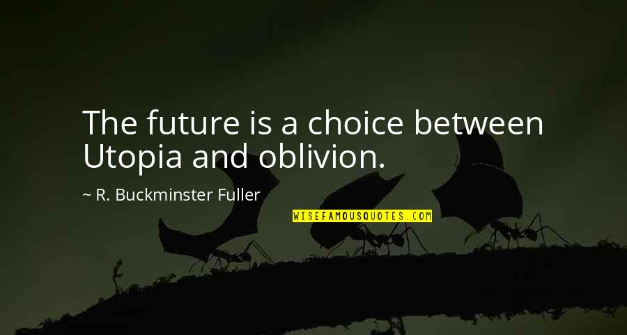 The Right Equipment Quotes By R. Buckminster Fuller: The future is a choice between Utopia and