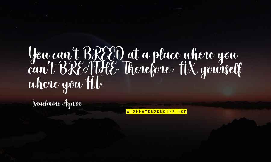 The Right Fit Quotes By Israelmore Ayivor: You can't BREED at a place where you