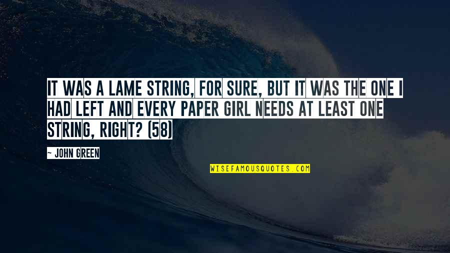 The Right Girl Quotes By John Green: It was a lame string, for sure, but