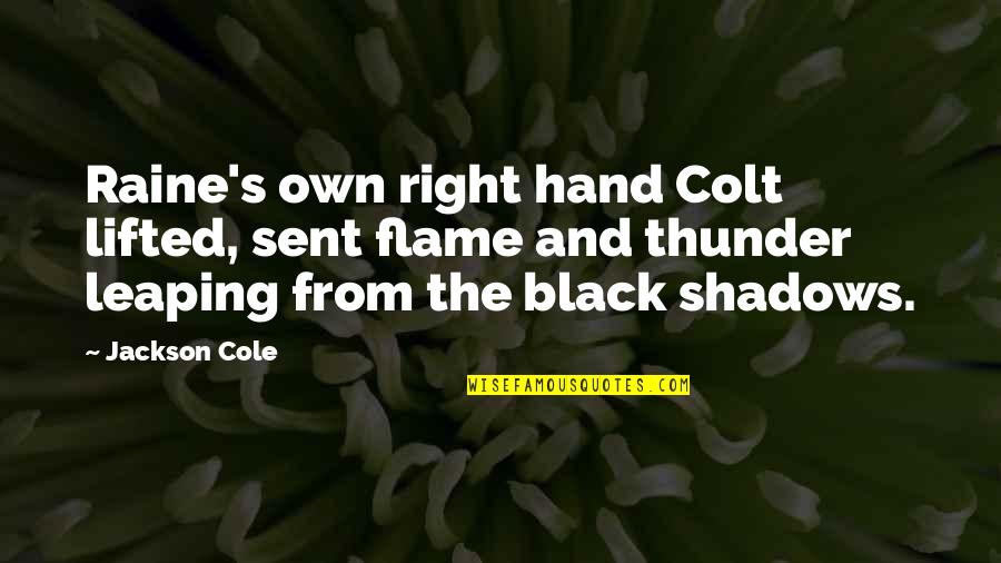 The Right Hand Quotes By Jackson Cole: Raine's own right hand Colt lifted, sent flame