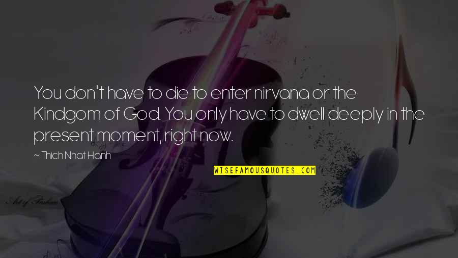 The Right Moment Quotes By Thich Nhat Hanh: You don't have to die to enter nirvana The Right Moment Quotes By Thich Nhat Hanh: You don't have to die to enter nirvana