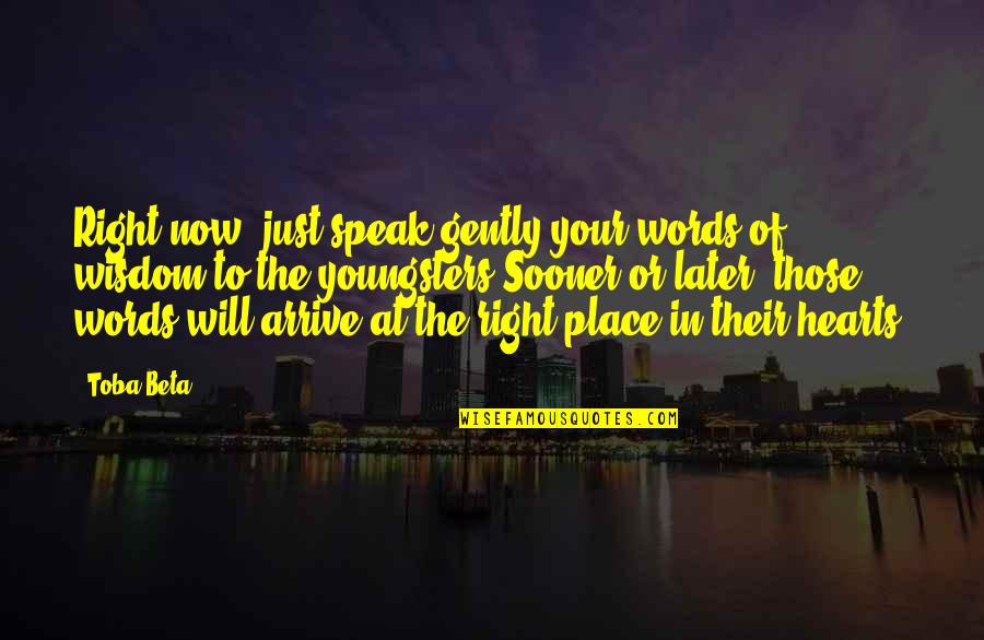 The Right To Speak Quotes By Toba Beta: Right now, just speak gently your words of