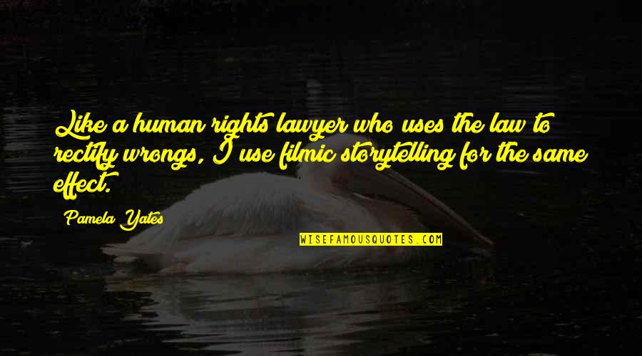 The Rights And Wrongs Quotes By Pamela Yates: Like a human rights lawyer who uses the The Rights And Wrongs Quotes By Pamela Yates: Like a human rights lawyer who uses the