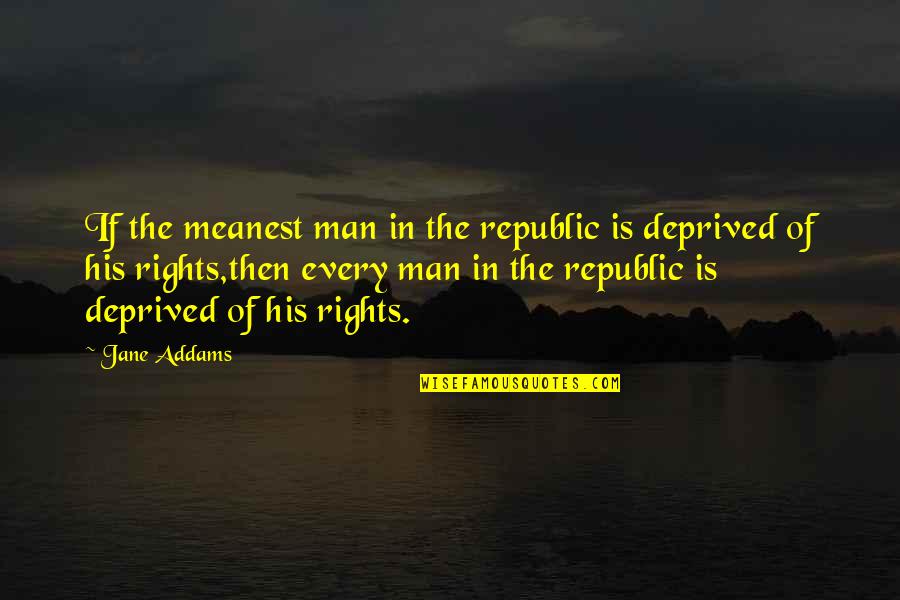 The Rights Of Man Quotes By Jane Addams: If the meanest man in the republic is