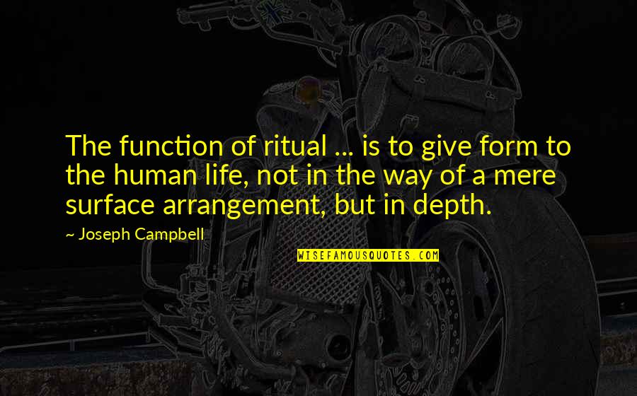 The Ritual Quotes By Joseph Campbell: The function of ritual ... is to give