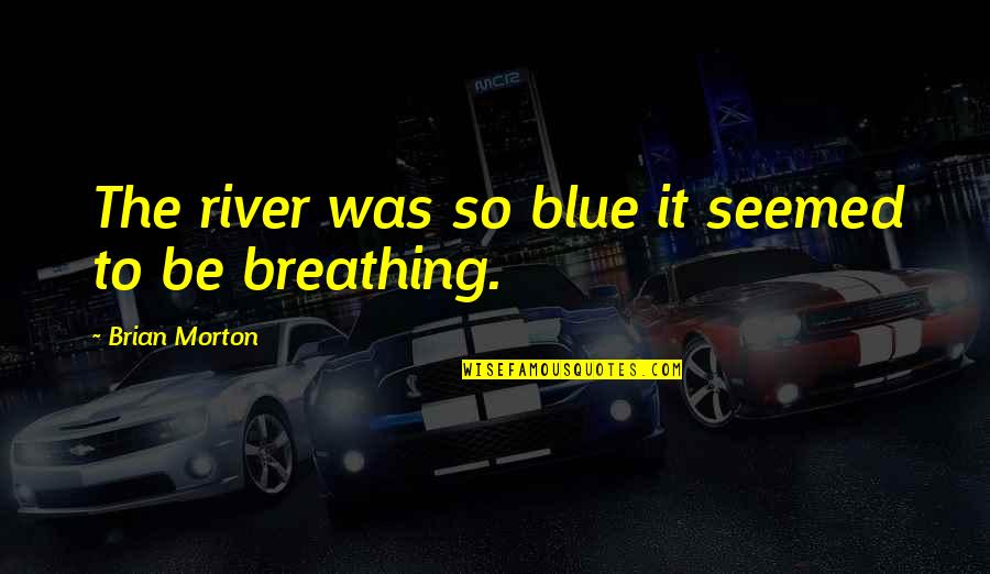 The River Quotes By Brian Morton: The river was so blue it seemed to The River Quotes By Brian Morton: The river was so blue it seemed to