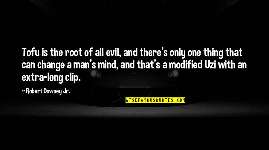 The Root Of All Evil Quotes By Robert Downey Jr.: Tofu is the root of all evil, and