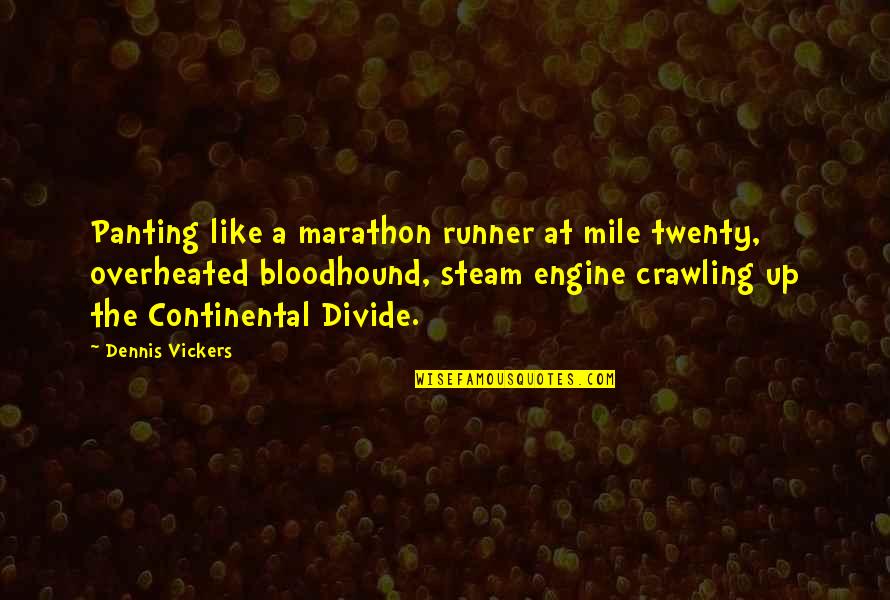 The Runner Quotes By Dennis Vickers: Panting like a marathon runner at mile twenty,