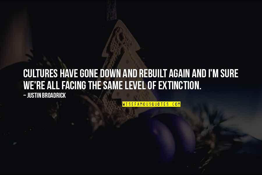 The Same Level Quotes By Justin Broadrick: Cultures have gone down and rebuilt again and The Same Level Quotes By Justin Broadrick: Cultures have gone down and rebuilt again and
