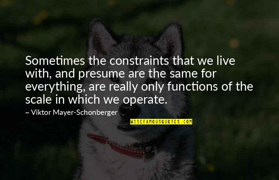 The Scale Quotes By Viktor Mayer-Schonberger: Sometimes the constraints that we live with, and