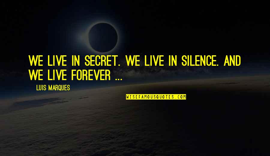 The Secret Book Quotes By Luis Marques: We live in Secret. We live in Silence.