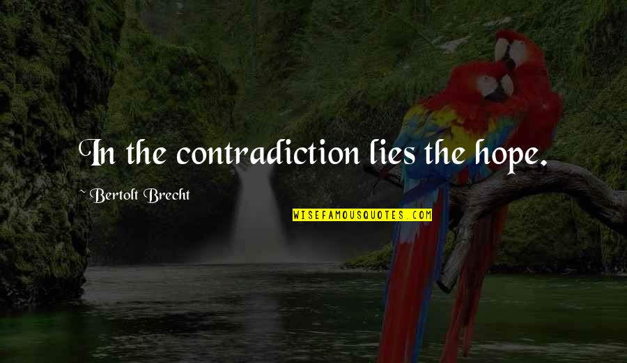 The Secret Movie Famous Quotes By Bertolt Brecht: In the contradiction lies the hope.