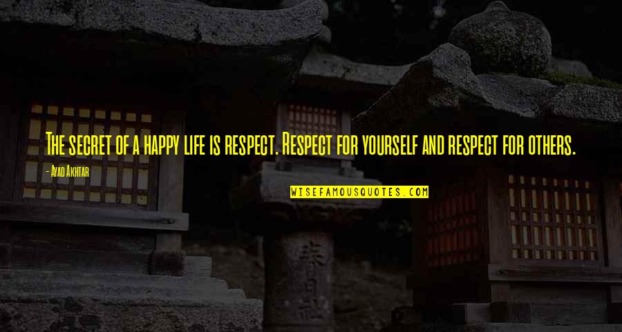 The Secret Of Happiness Quotes By Ayad Akhtar: The secret of a happy life is respect.