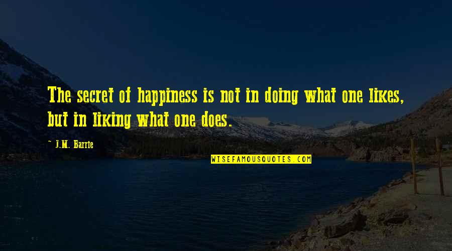 The Secret Of Happiness Quotes By J.M. Barrie: The secret of happiness is not in doing