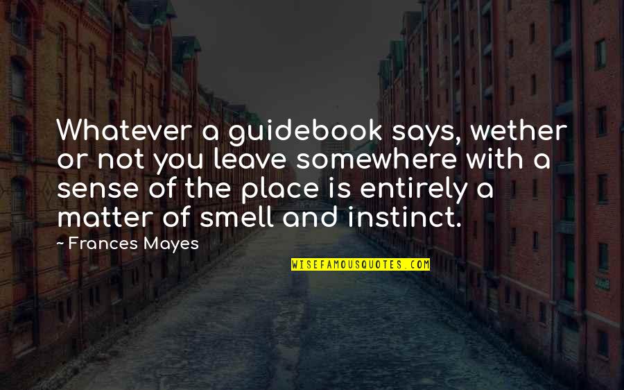 The Sense Of Smell Quotes By Frances Mayes: Whatever a guidebook says, wether or not you