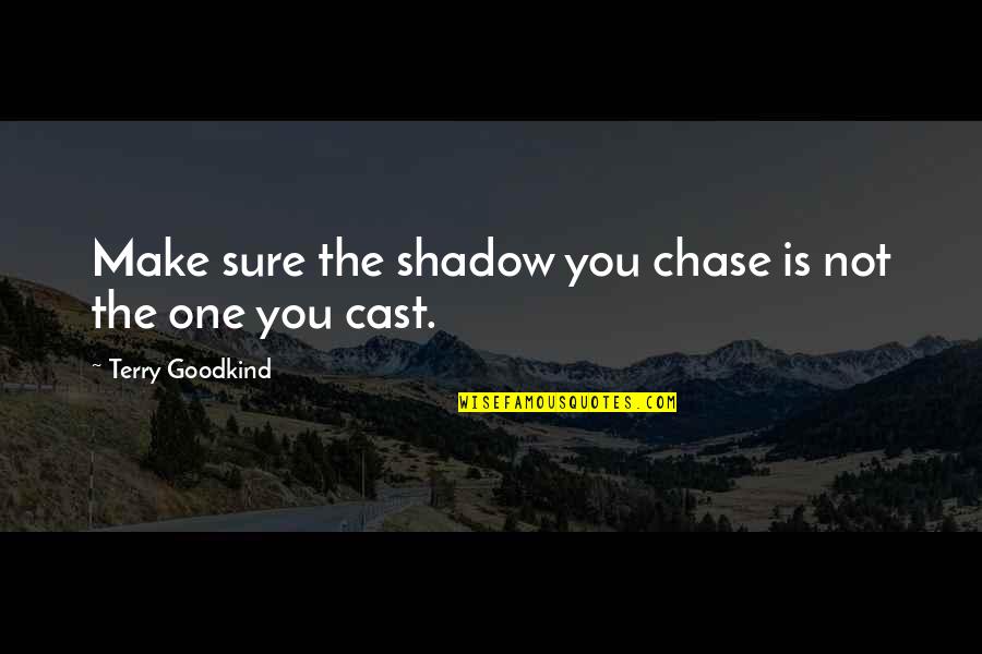 The Shadow You Cast Quotes By Terry Goodkind: Make sure the shadow you chase is not The Shadow You Cast Quotes By Terry Goodkind: Make sure the shadow you chase is not