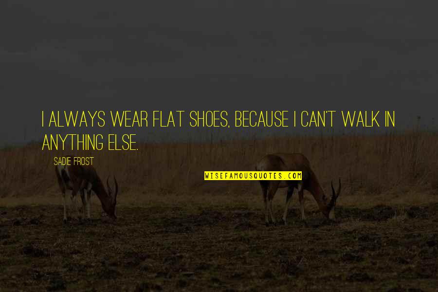 The Shoes I Wear Quotes By Sadie Frost: I always wear flat shoes, because I can't