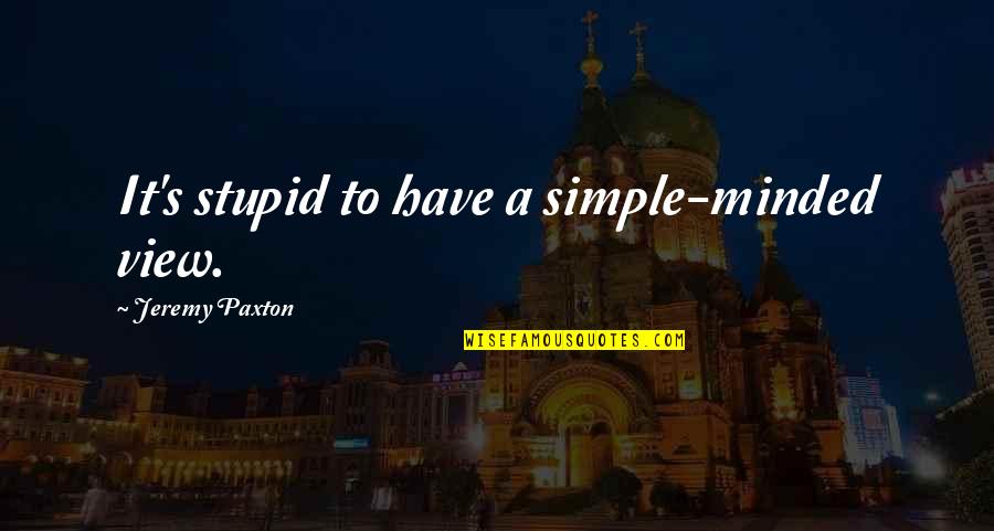 The Simple Minded Quotes By Jeremy Paxton: It's stupid to have a simple-minded view.