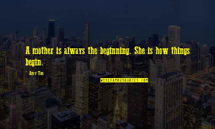 The Simple Things Quotes By Amy Tan: A mother is always the beginning. She is