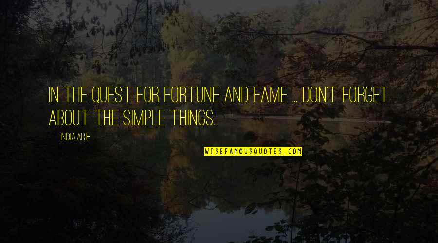 The Simple Things Quotes By India.Arie: In the quest for fortune and fame ...