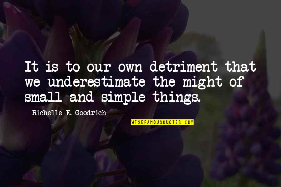 The Simple Things Quotes By Richelle E. Goodrich: It is to our own detriment that we