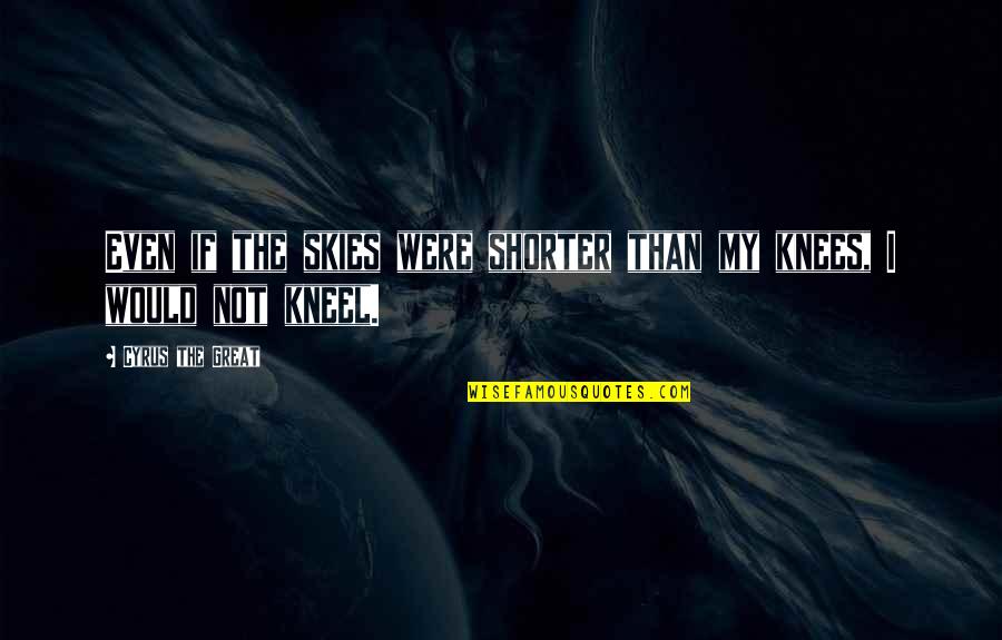 The Skies Quotes By Cyrus The Great: Even if the skies were shorter than my The Skies Quotes By Cyrus The Great: Even if the skies were shorter than my