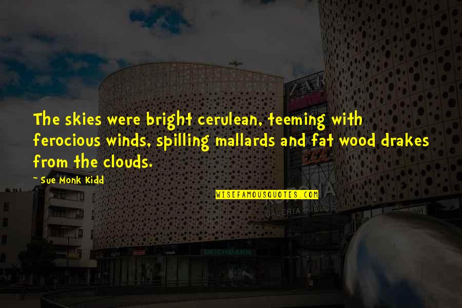 The Skies Quotes By Sue Monk Kidd: The skies were bright cerulean, teeming with ferocious The Skies Quotes By Sue Monk Kidd: The skies were bright cerulean, teeming with ferocious