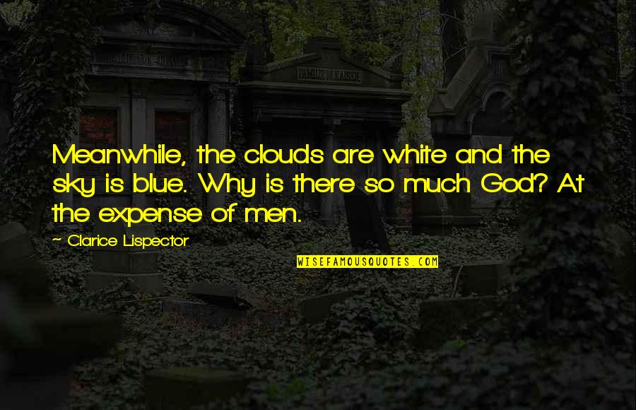 The Sky And God Quotes By Clarice Lispector: Meanwhile, the clouds are white and the sky