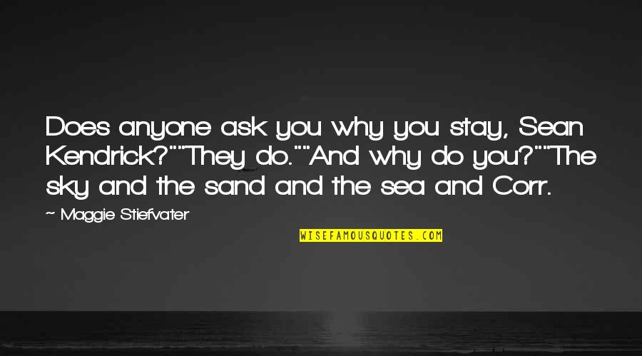 The Sky And Sea Quotes By Maggie Stiefvater: Does anyone ask you why you stay, Sean