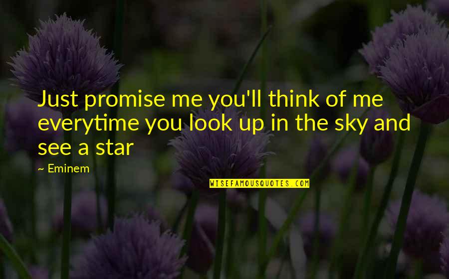 The Sky And Stars Quotes By Eminem: Just promise me you'll think of me everytime