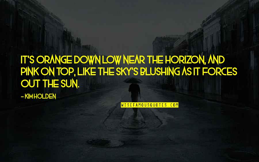 The Sky And Sun Quotes By Kim Holden: It's orange down low near the horizon, and