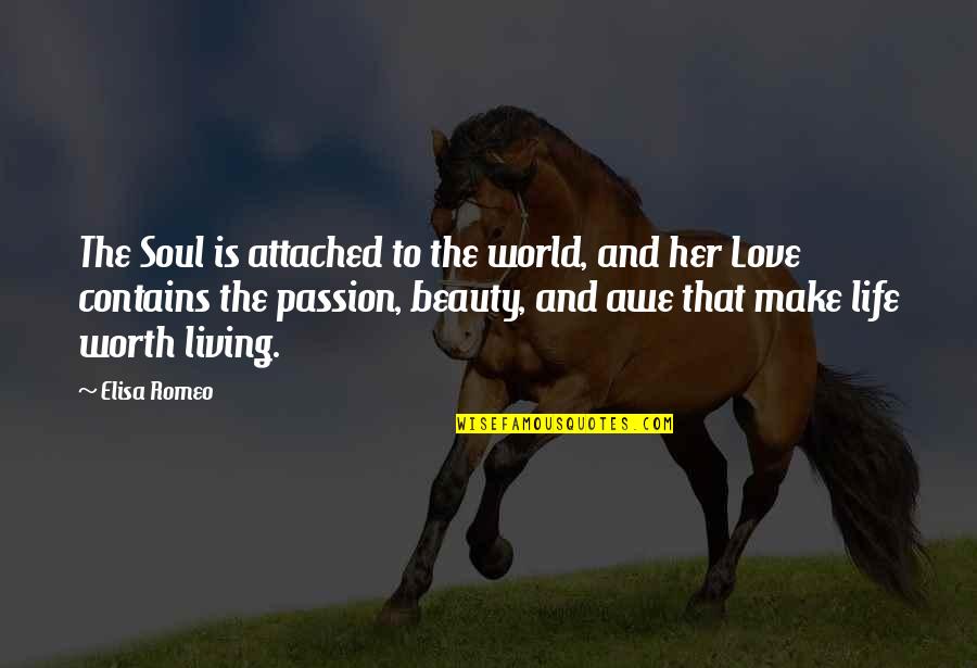 The Soul And Beauty Quotes By Elisa Romeo: The Soul is attached to the world, and
