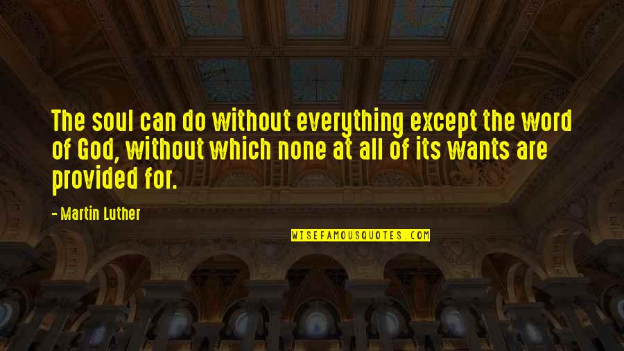 The Soul Bible Quotes By Martin Luther: The soul can do without everything except the