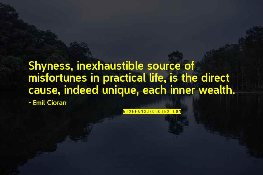 The Source Of Life Quotes By Emil Cioran: Shyness, inexhaustible source of misfortunes in practical life,