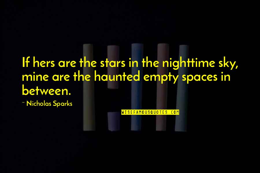 The Spaces Between Quotes By Nicholas Sparks: If hers are the stars in the nighttime