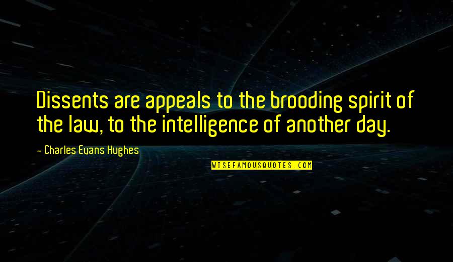 The Spirit Of The Law Quotes By Charles Evans Hughes: Dissents are appeals to the brooding spirit of