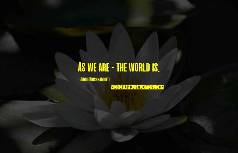 The Spiritual World Quotes By Jiddu Krishnamurti: As we are - the world is.