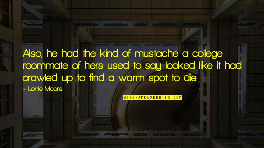 The Spot Quotes By Lorrie Moore: Also, he had the kind of mustache a The Spot Quotes By Lorrie Moore: Also, he had the kind of mustache a