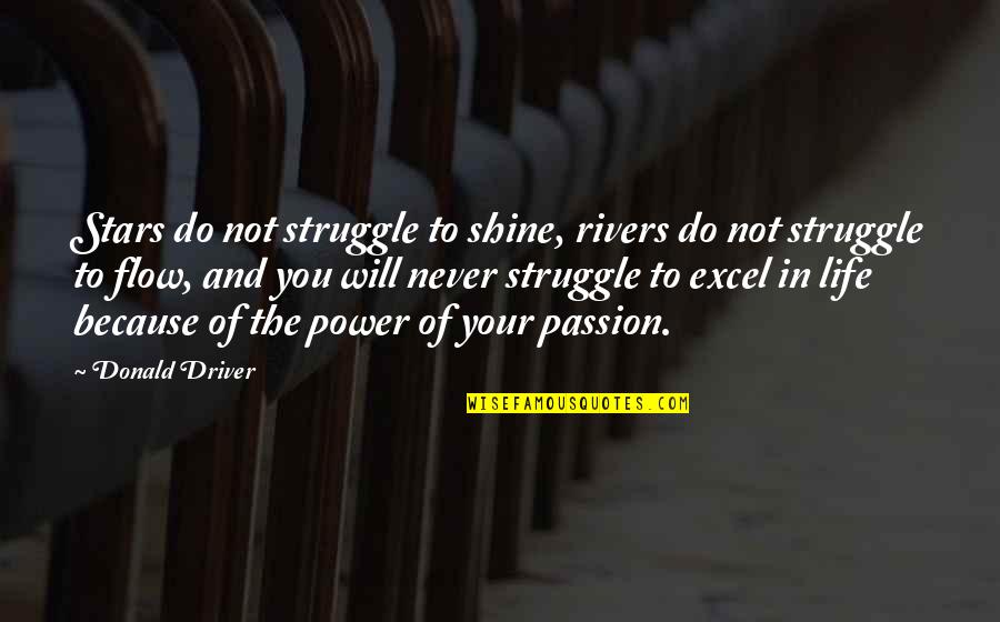The Stars And Life Quotes By Donald Driver: Stars do not struggle to shine, rivers do