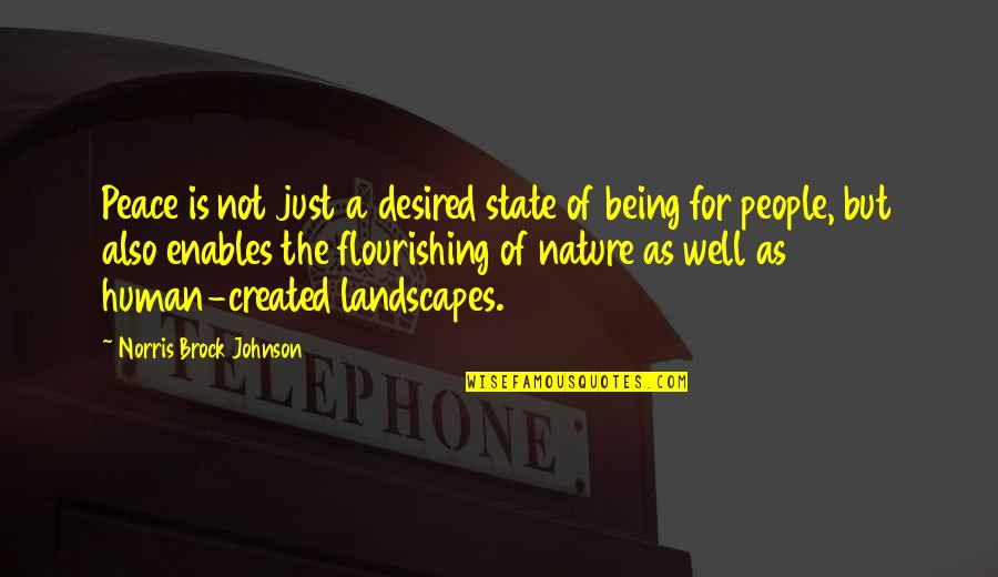 The State Of Nature Quotes By Norris Brock Johnson: Peace is not just a desired state of